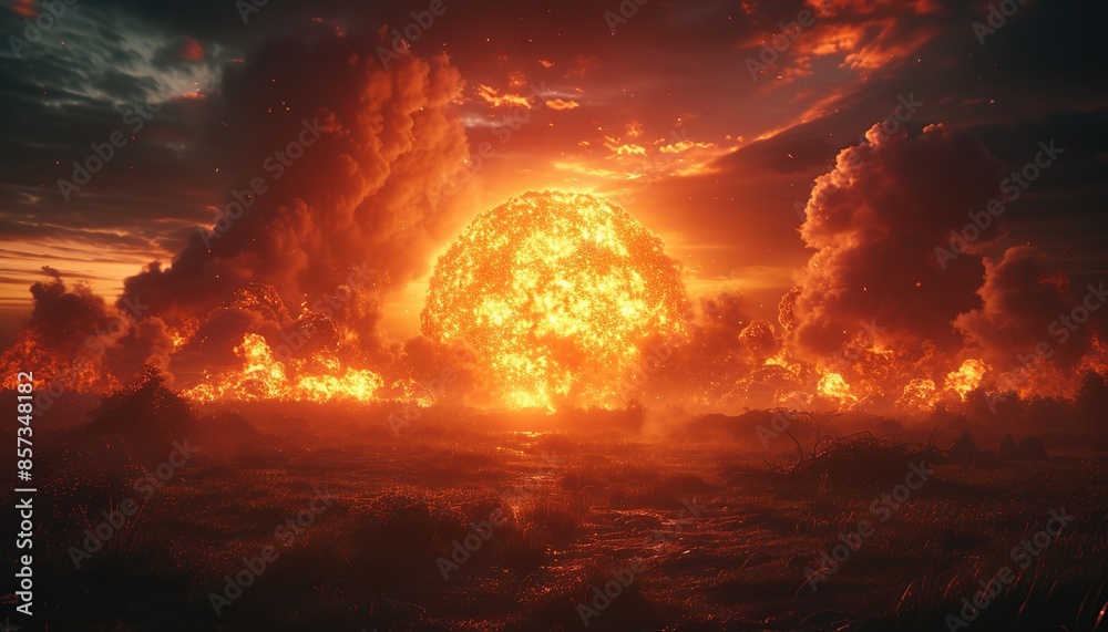 A nuclear bomb explosion on the city A nuclear bomb explosion on the city