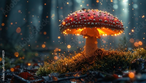 Beautiful fly agaric in the forest photo