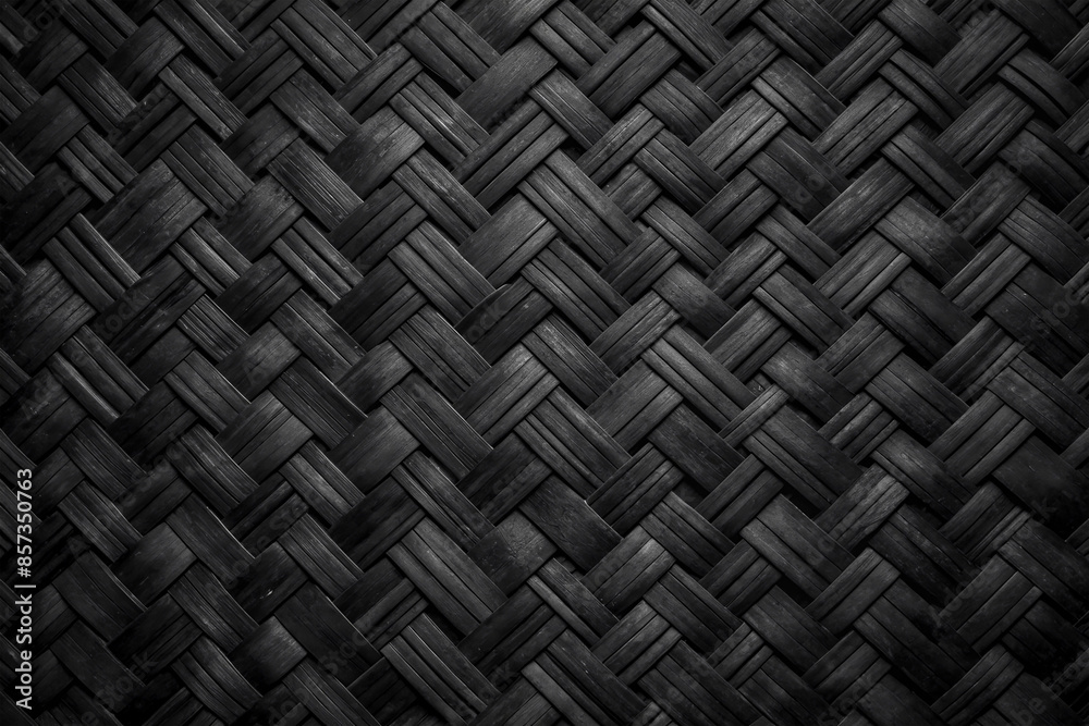 Old black bamboo weave texture background, pattern of woven rattan mat in vintage style.
Old black bamboo weave texture background, pattern of woven rattan mat in vintage style.