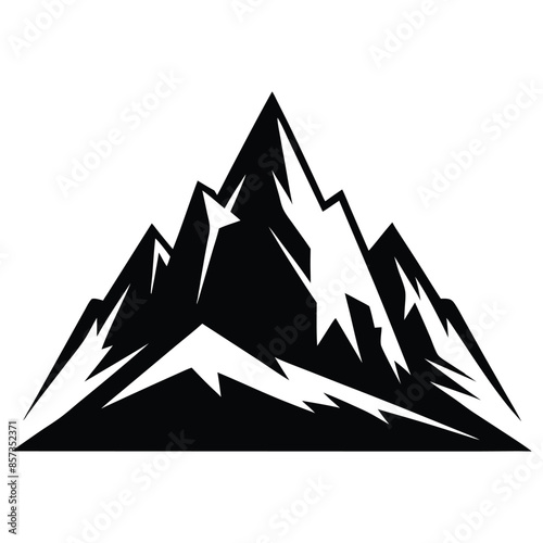 Abstract vector illustration of a rugged mountain peak with sharp edges and contrasting shadows, symbolizing strength and nature's majesty
