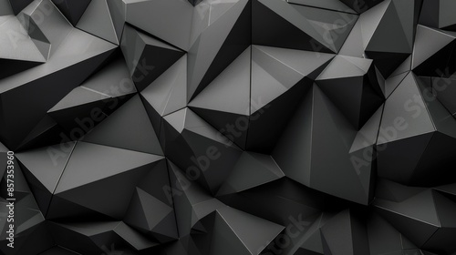 3D rendering of a futuristic polygonal surface with sharp edges and deep shadows. AIG535 photo