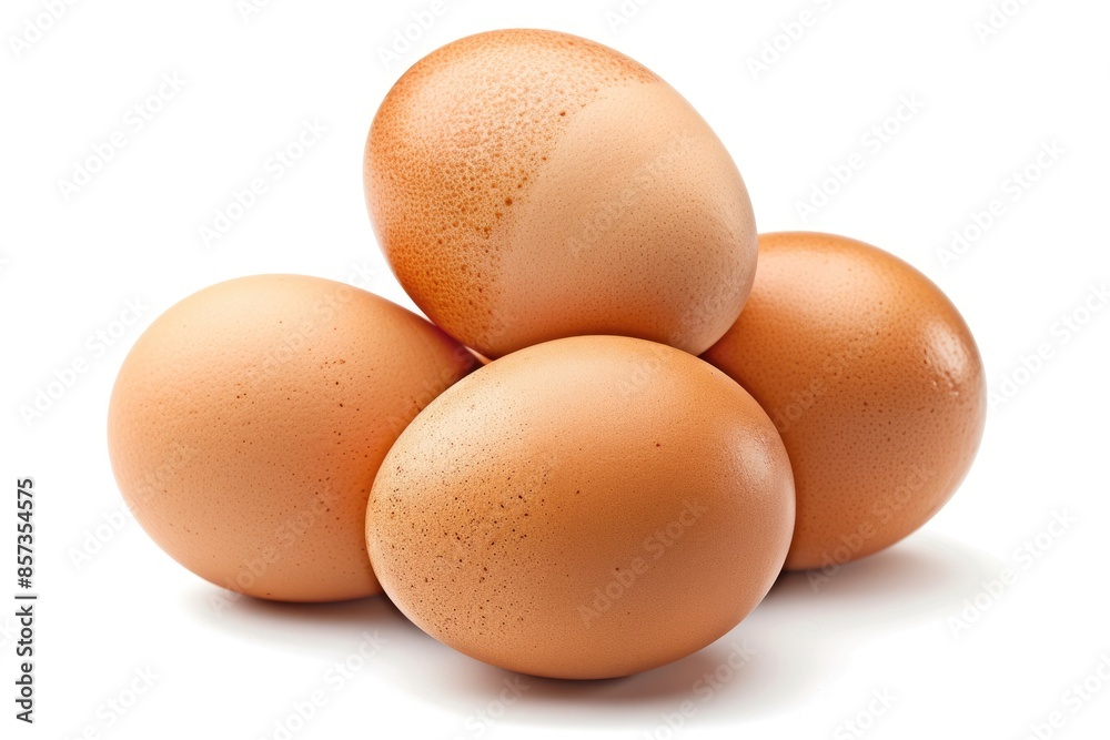 Pile Of Eggs. Fresh Raw Chicken Eggs in Brown Shells, Isolated on White Background Pile Of Eggs. Fresh Raw Chicken Eggs in Brown Shells, Isolated on White Background