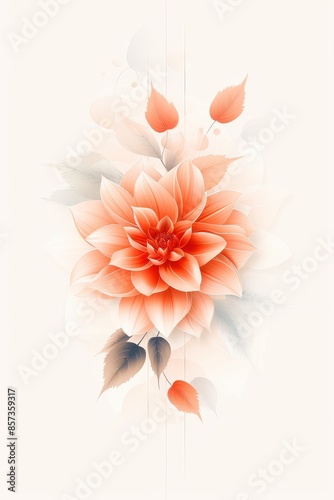 A Delicate Peach Dahlia Flower With Elegant Leaves and Stems