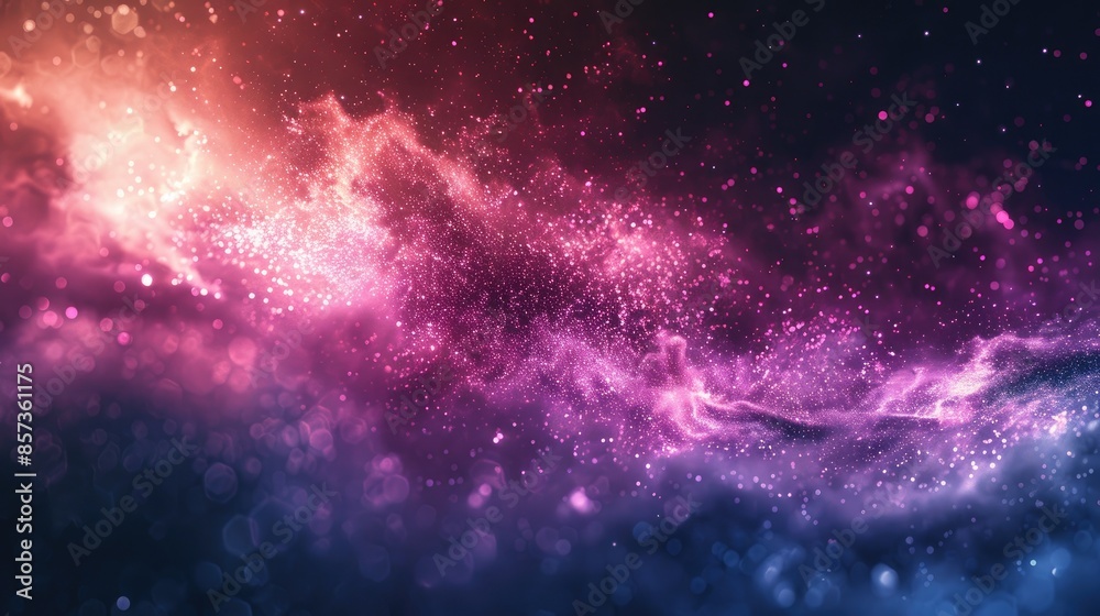 Abstract cosmic background with swirling pink and blue nebulae against a dark starry sky. Abstract cosmic background with swirling pink and blue nebulae against a dark starry sky.
