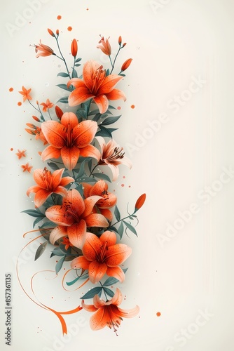 Elegant Orange Lily Bouquet With Delicate Ribbon Detail