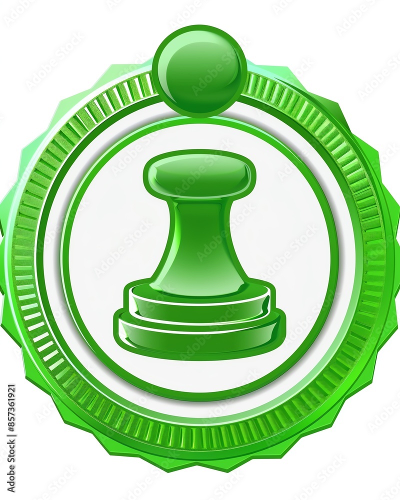 Green STAMP icon with embossed effect, clean background, Stamp, Certification and validation
