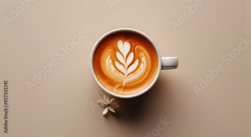 White Daisy Latte on Cream Saucer