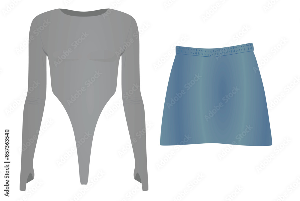 Body suit and mini skirt. vector Body suit and mini skirt. vector