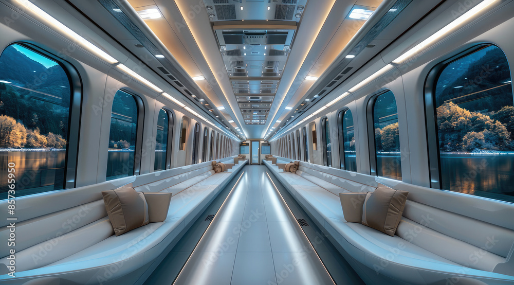 Inside, High speed train. modern. Generative AI. Inside, High speed train. modern. Generative AI.