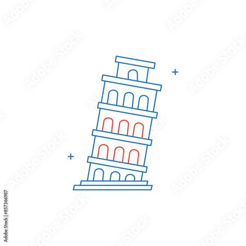 Tower of Pisa Vector Icon Design