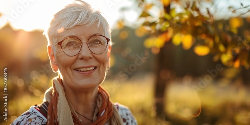 Radiant Senior Woman Enjoying Sunny Day Outdoors © Александр Михайлюк