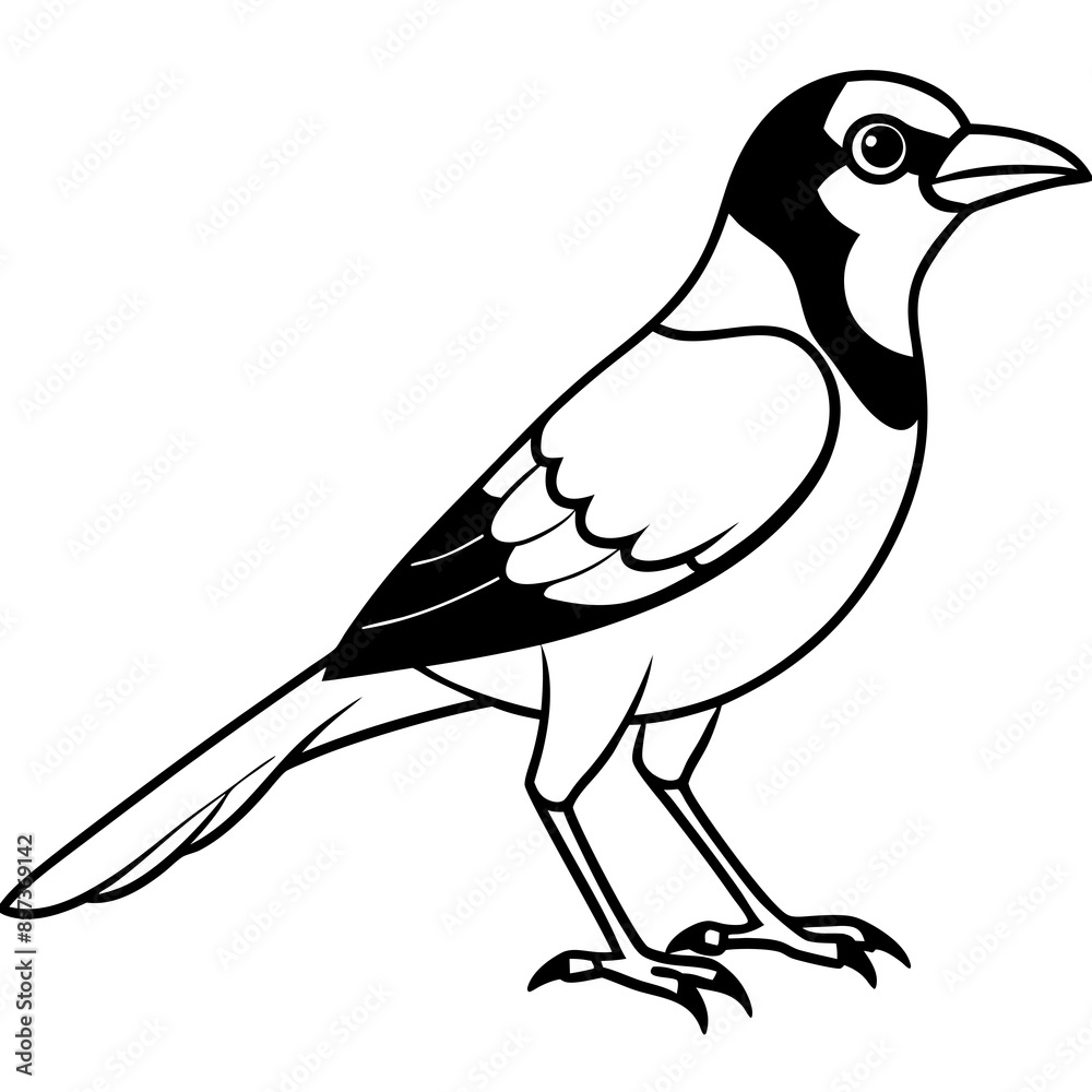 Jay line art vector illustration and svg Jay line art vector illustration and svg