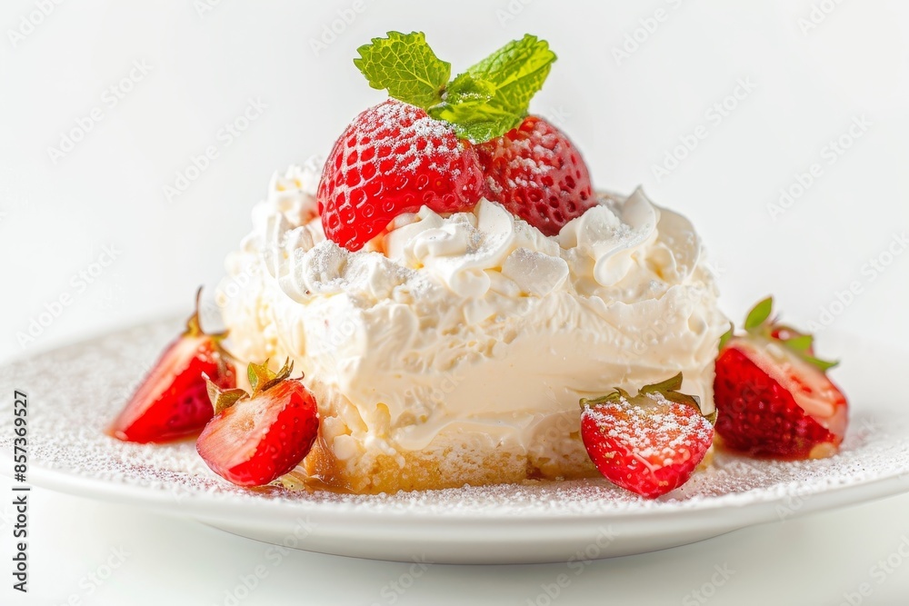 Spanish three milk dessert on white background front view Spanish three milk dessert on white background front view