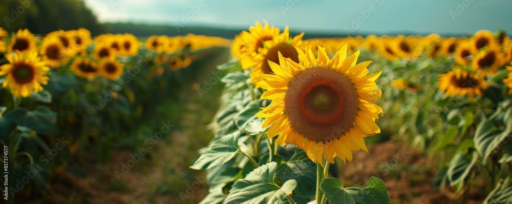 Path through a sunflower field Path through a sunflower field