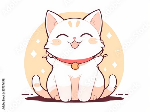 cute kitten illustration kawai design. flat cute cat illustration with pastel background. t-shirt design for cat lovers. artwork copy space
