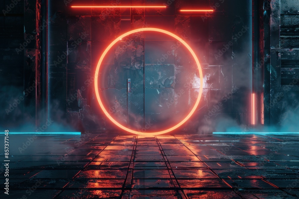 Fototapeta premium Cyberpunk Neon Glow Circle.