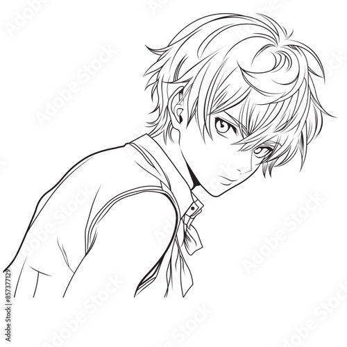 Anime character black and white Vector Image
