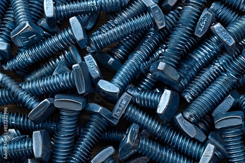 Detailed view of blue screws on wood