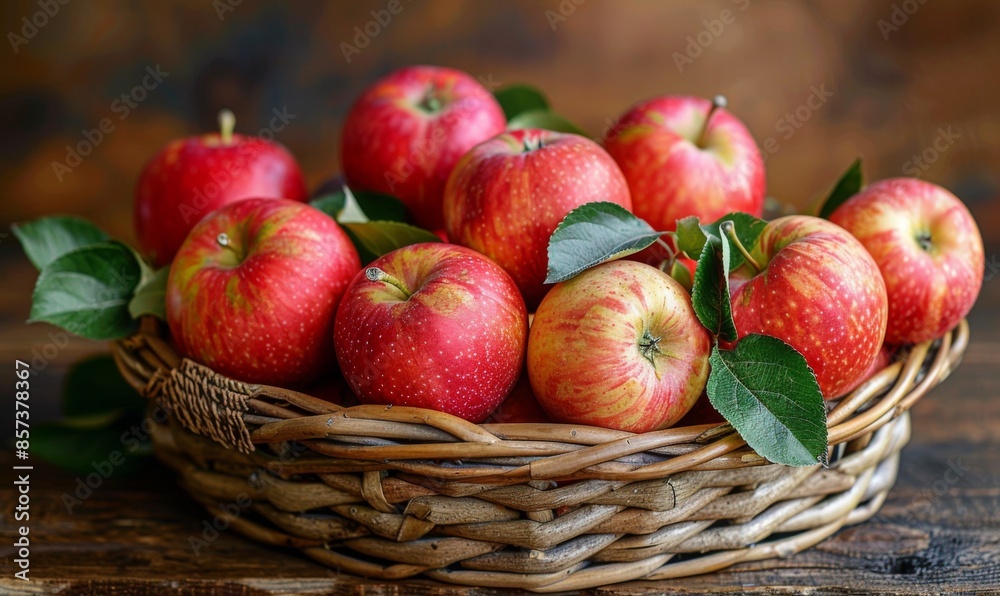 Freshly picked apples in a basket Freshly picked apples in a basket