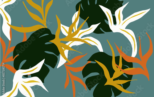 bannière feuille fleur végétal fond vert arrière-plan vecteur