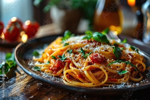 Pasta. Fresh seafood pasta. Seafood spaghetti pasta.Pasta with seafood. spaghetti with seafood. sea food. seafood. Italian Food Concept with Copy Space.