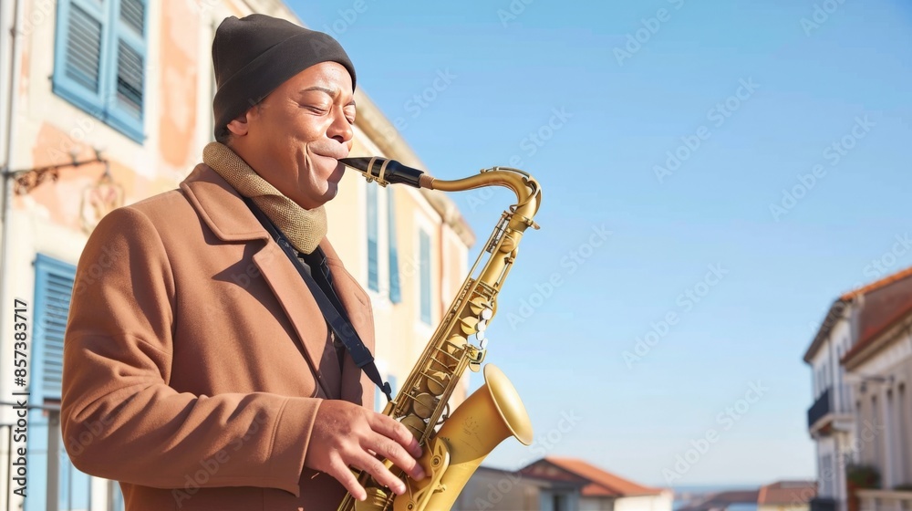 Fototapeta premium A man playing a saxophone