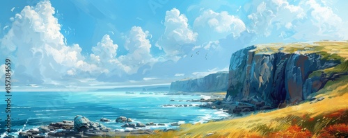 Coastal cliffs with a view of the horizon photo