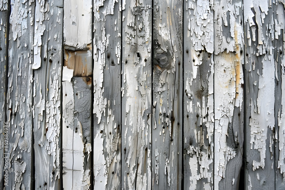 Worn wood planks, peeling paint, hole Worn wood planks, peeling paint, hole