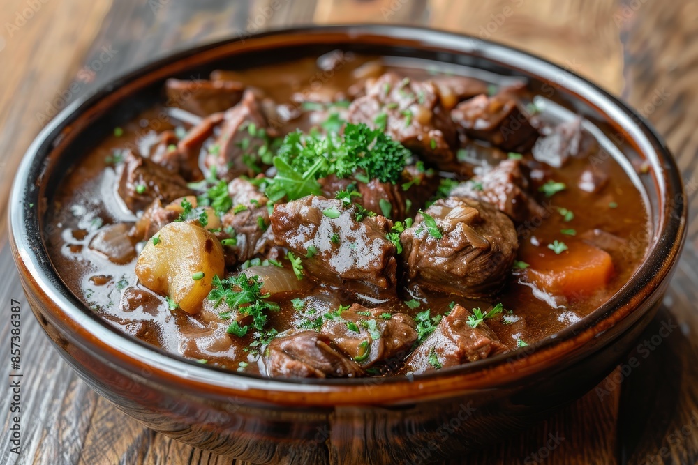 Classic French beef stew in a bowl Classic French beef stew in a bowl