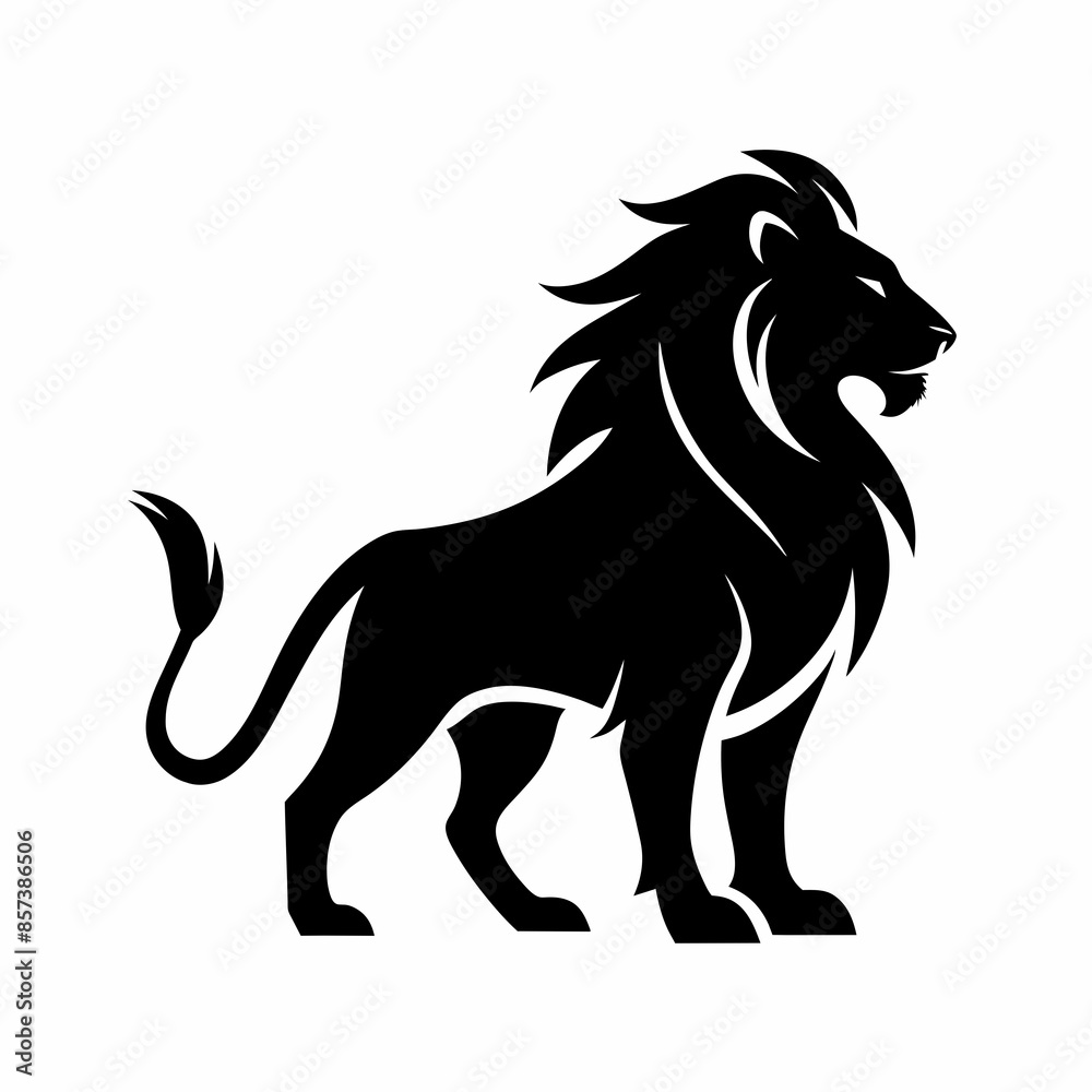 Lion in a sleek black silhouette vector illustration
Lion in a sleek black silhouette vector illustration