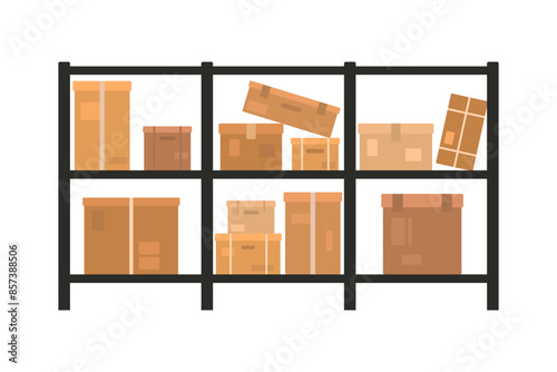 Rack with boxes icon. Colored silhouette. Horizontal front view. Vector simple flat graphic illustration. Isolated object on a white background. Isolate.