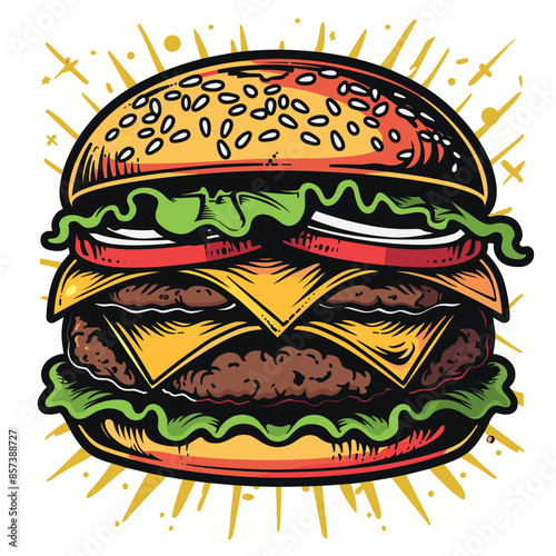 Hamburger vector illustration. Fast food icon. Junk food.