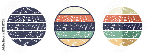Retro striped print in circle shape