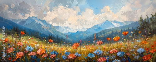Mountain meadow with wildflowers
