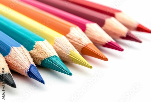 Colored pencils on white background illustrating education and training