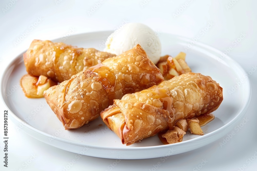 Caramel-Apple Egg Rolls: Crispy Pastry with Warm Apple and Aromatic Spice Flavors