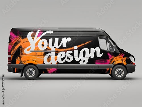 Vehicle Wrap Mockup Design TemplateCustomizable Text and Bold Colors