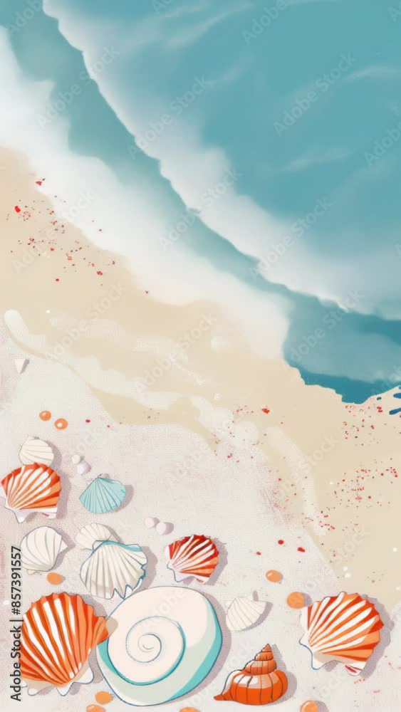 Animation Tropical beach with sea star in sand background with copyspace for text, Concept of summer relaxation, tourism and vacations Animation Tropical beach with sea star in sand background with copyspace for text, Concept of summer relaxation, tourism and vacations