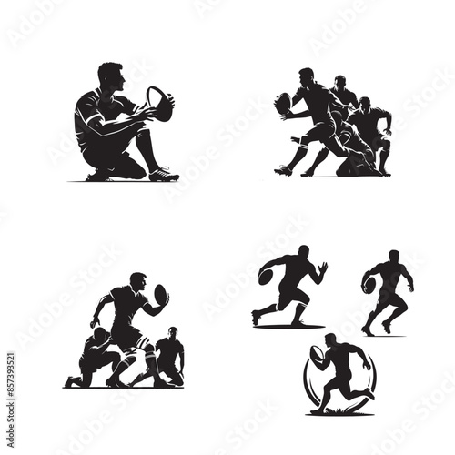 Man Rugby Player Silhouette Vector Illustration