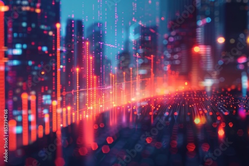 Abstract Background chart stock market blur city with glowing lines connection. ai generative © Ольга Лукьяненко