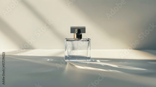 Elegant perfume bottle in warm light photo