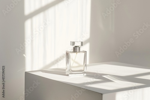 Elegant perfume bottle in warm light photo