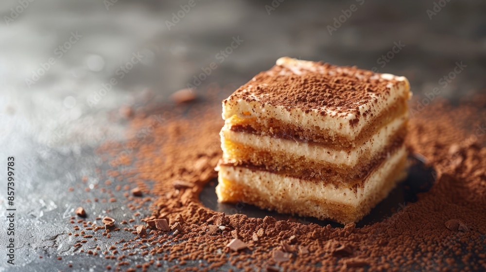 Three cake slices atop a mound of chocolate shavings on the table Three cake slices atop a mound of chocolate shavings on the table