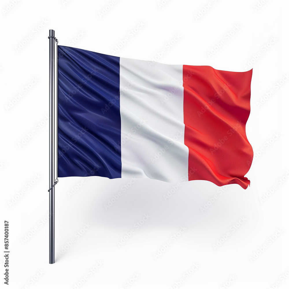 french flag waving on the wind isolated os white background olympic games french flag waving on the wind isolated os white background olympic games