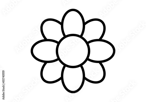 Icono negro de flor con pétalos 