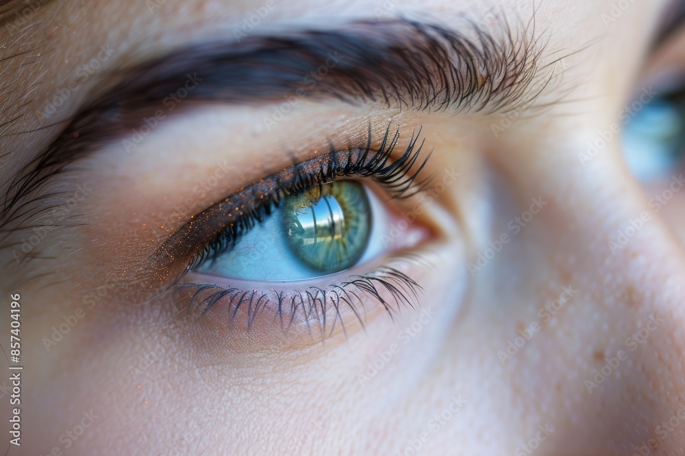 Obraz premium Close-up of a woman's blue eye