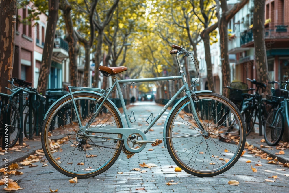 Fototapeta premium Vintage Bicycle in Autumn Cityscape