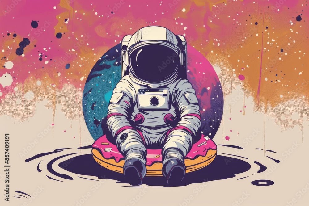 Astronaut in Space with Donut Astronaut in Space with Donut