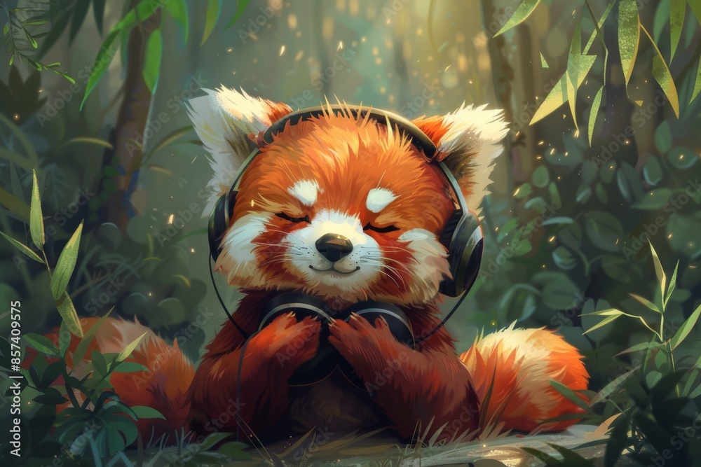 Red Panda Enjoying Music Red Panda Enjoying Music