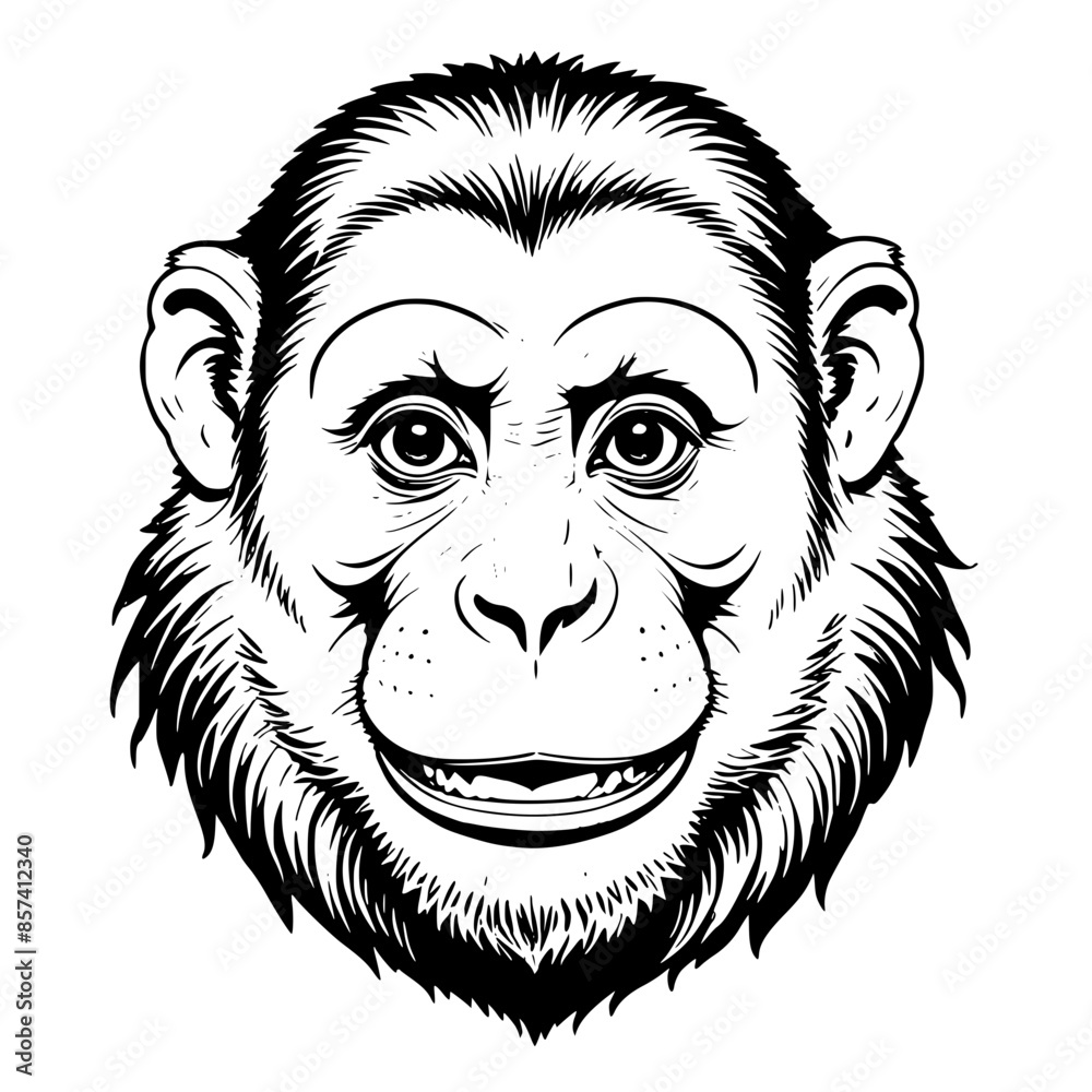 Stylized Primate Portrait in Black and White Stylized Primate Portrait in Black and White